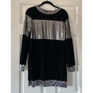 Black Velvet Metallic  Long Sleeve Top